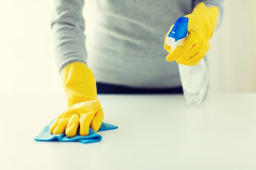 Specialist Knightsbridge carpet cleaners treating a fine rug