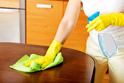 Clean commercial carpeted workspace after professional cleaning